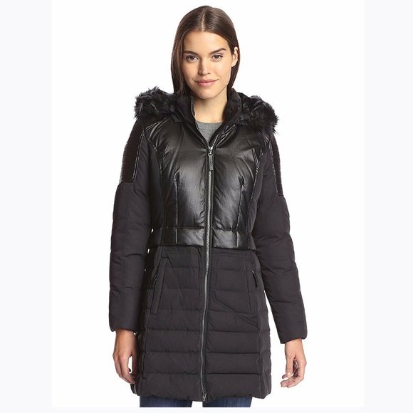 New 7 for All Mankind Down Puffer Coat - Faux-Fur Trim Size XL